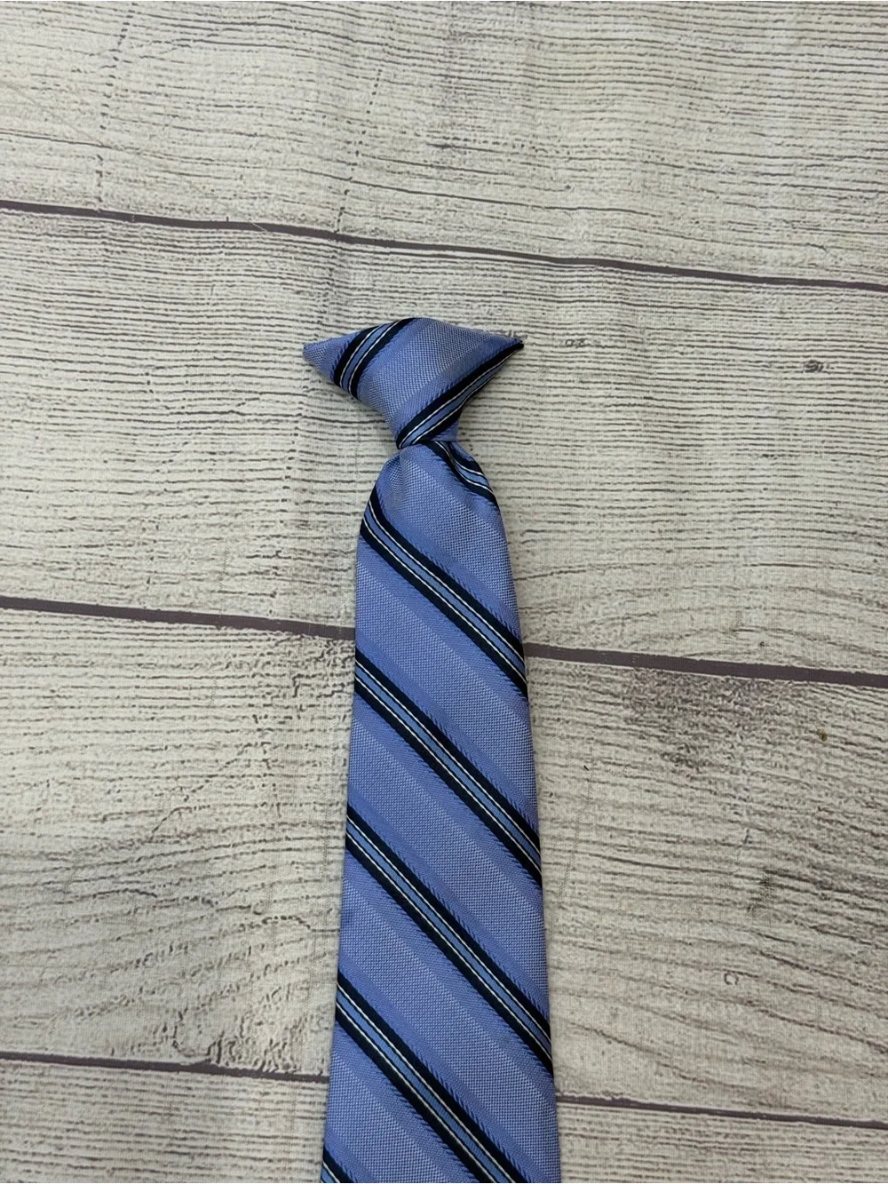 Boys Blue & Black Striped Pre-Tied Necktie 17” Adjustable Dress Tie